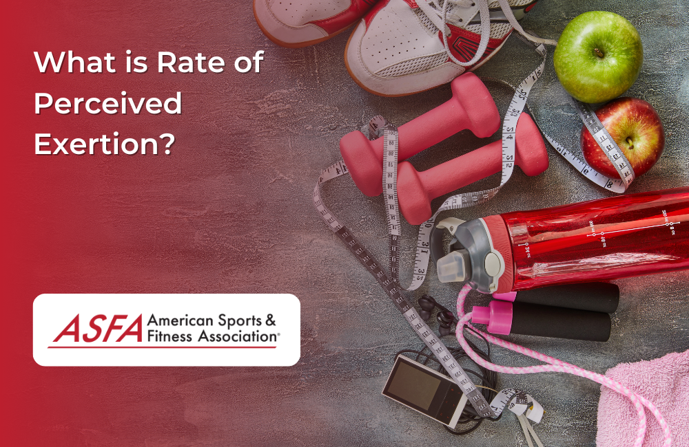 Various fitness equipment including: dumbbells, pedometer, jump rope,and towel, with shoes and apples next to them.