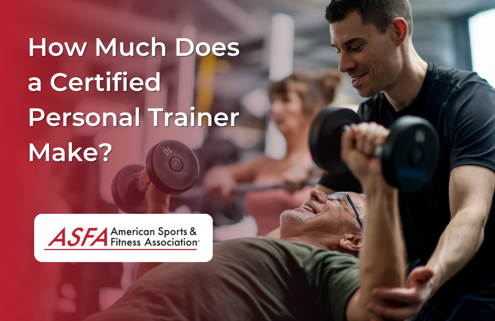 Personal trainer assiting a senior man on his back raising dumbells