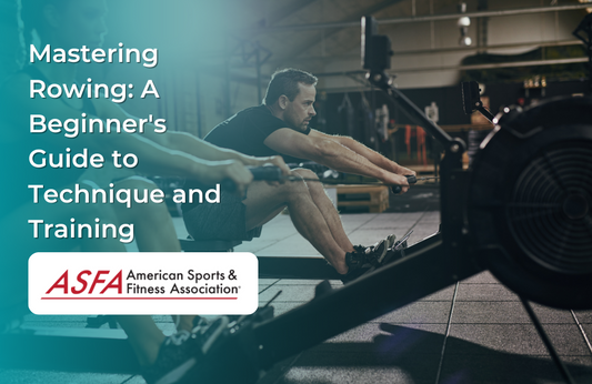 Man using a rowing machine in a gym with others training in the background.