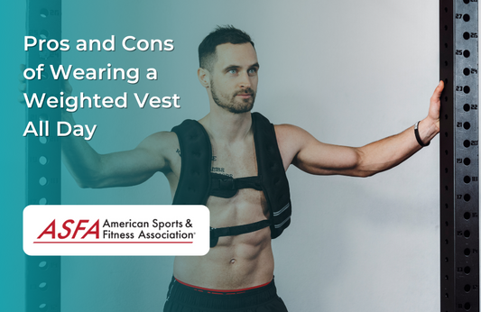 Man wearing a weighted vest while holding onto exercise equipment.