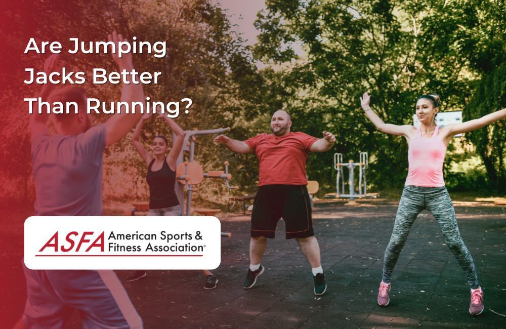 People doing jumping jacks outdoors.