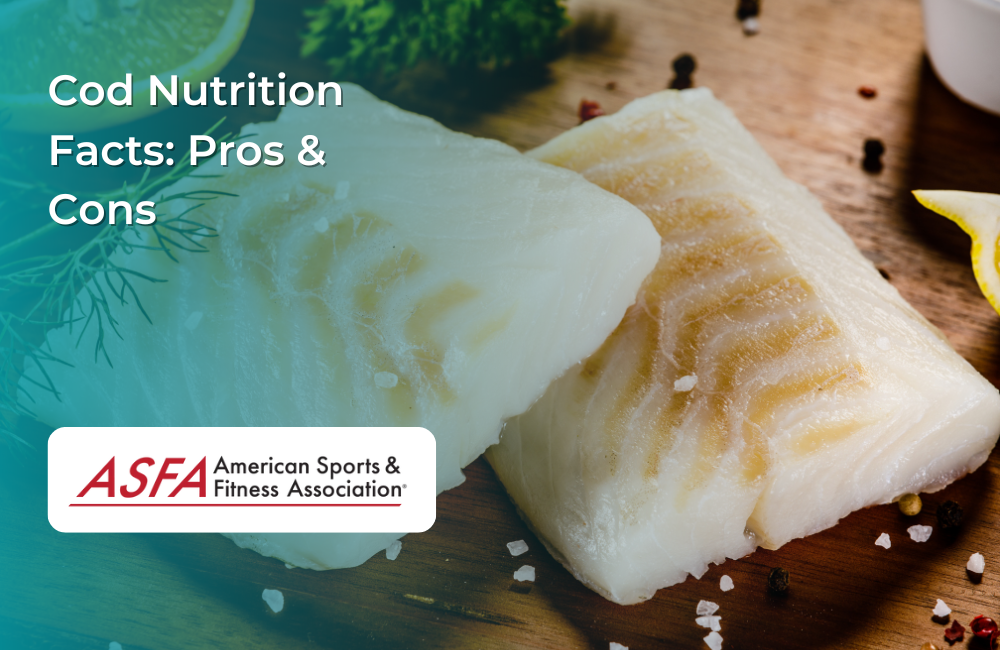 Freshly prepared cod fillets on a wooden board with seasoning.