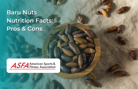 A bowl filled with baru nuts, with some scattered on a beige fabric background.