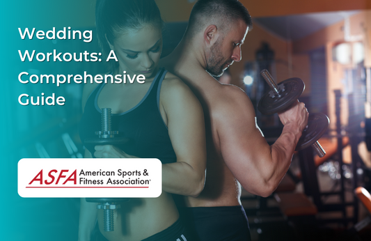 A man and a woman standing back to back lifting dumbbells in a gym.