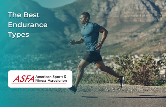 A man in athletic wear runs outdoors on a road with mountains in the background.