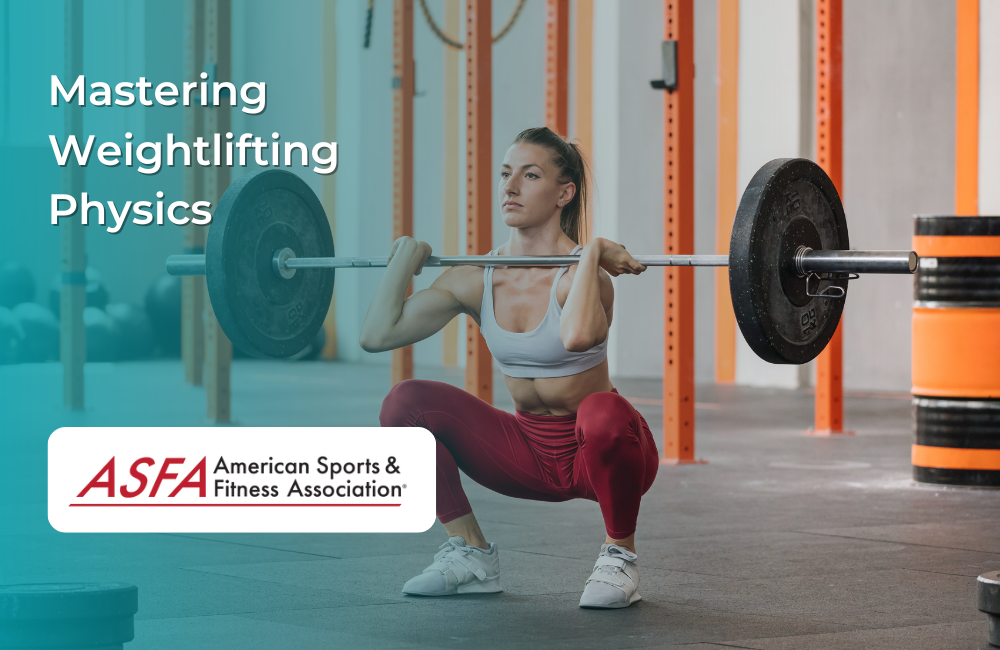 Female athlete in red leggings performing front squat with barbell
