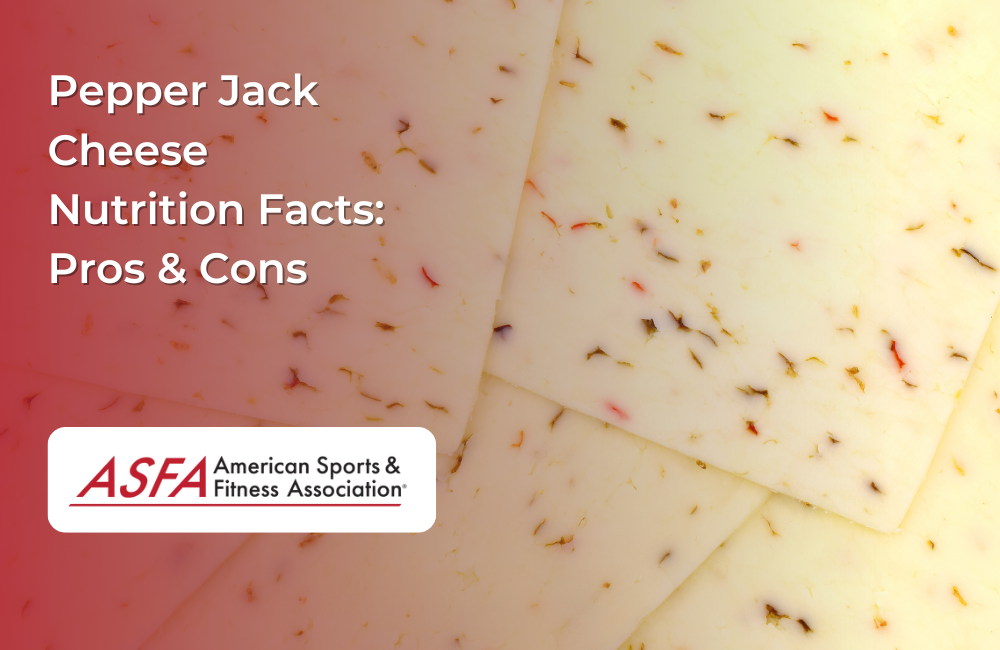 Slices of pepper jack cheese, showing flecks of red and green peppers embedded in the creamy cheese.