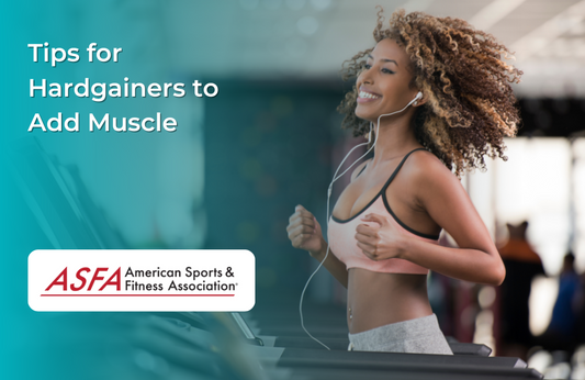 A woman jogging on a treadmill, wearing earbuds and smiling.