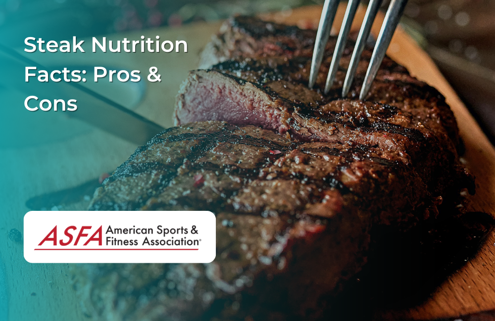 A grilled steak being cut with a fork, showing a juicy, medium-rare texture.