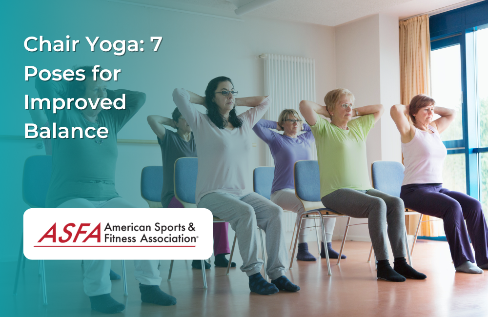 Ladies doing chair yoga in a group.