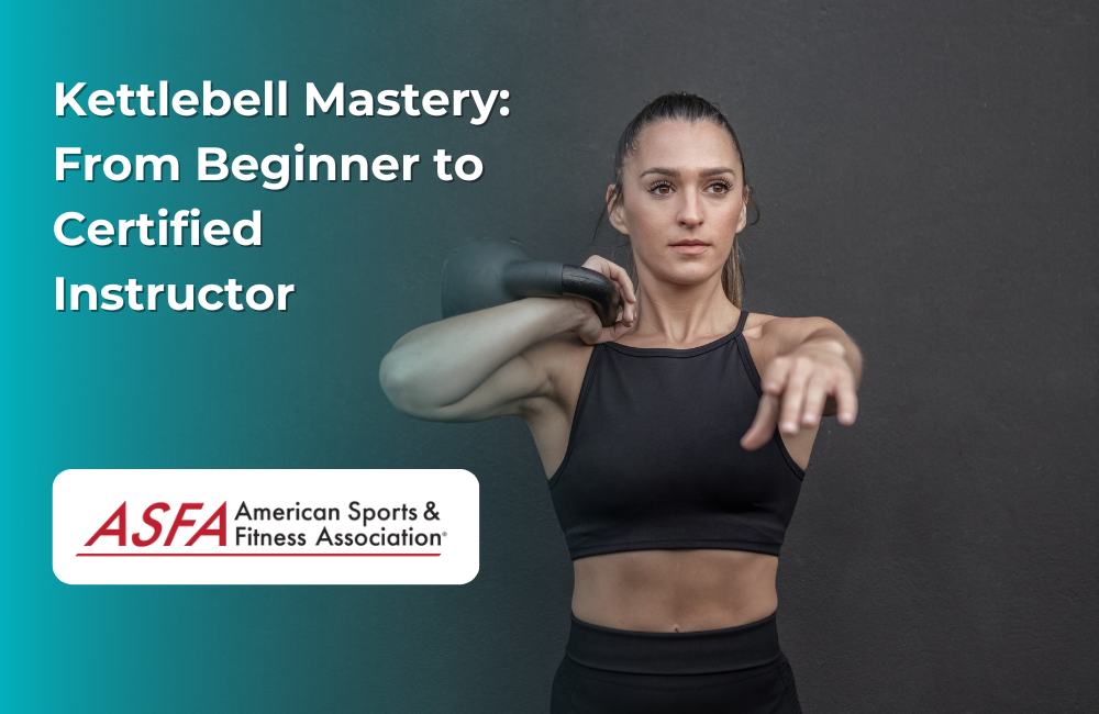 Woman with kettlebell resting on shoulder 