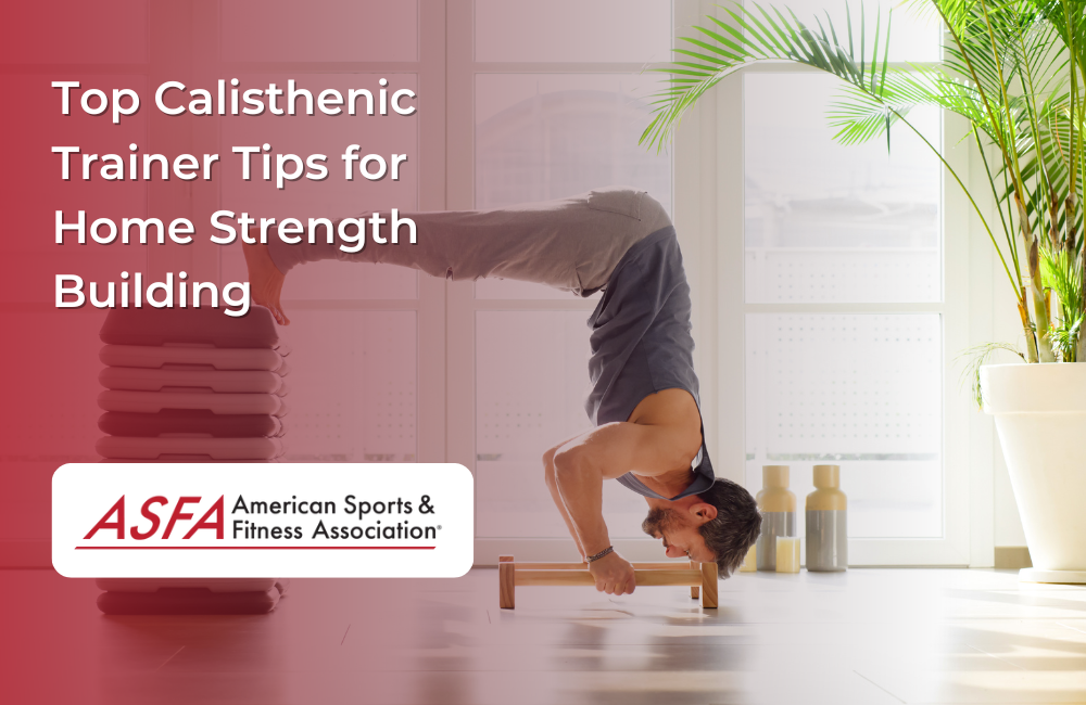 Top Calisthenic Trainer Tips for Home Strength Building – man performing a handstand push-up indoors.