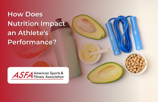 Workout equipment such as a water bottle, a  cut avocado, a wrapped up jump rope, and other bowls of food on a white background.