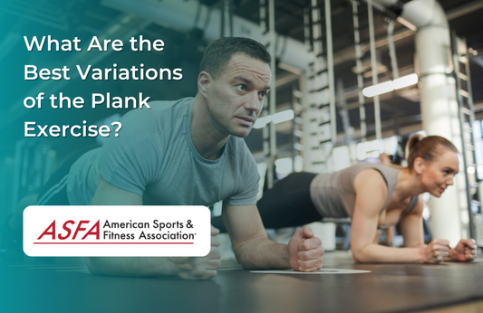 A man and a woman in a gym performing a plank exercise on a mat.