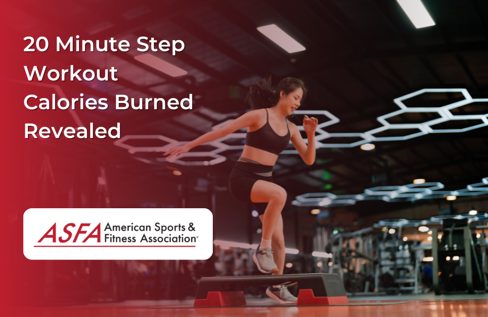 A woman doing a step workout in a gym.