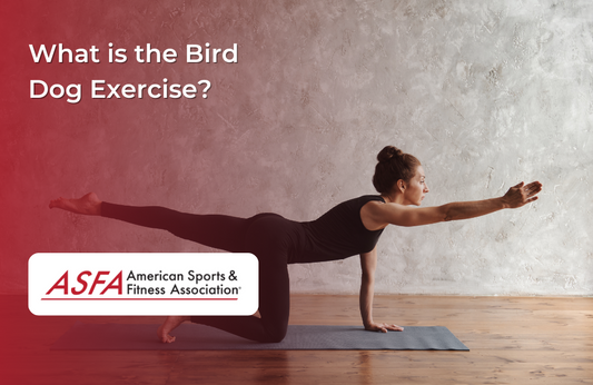 A woman performing the bird dog exercise, extending one arm and the opposite leg while kneeling on a mat.