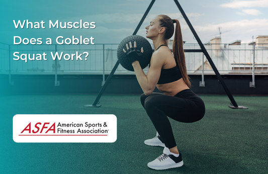 A woman performing a goblet squat with a kettlebell in an outdoor workout setting.