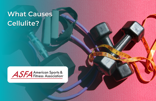 Exercise equipment such as dumbells, a measuring tape, and resistance bands on a pink mat.