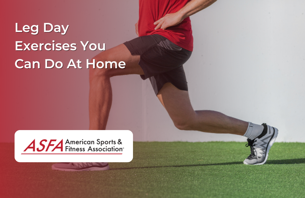 A man in a red shirt doing lunges in grass.