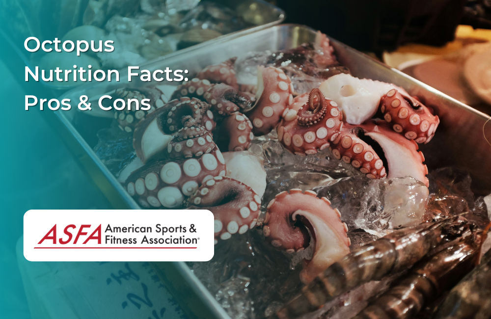 Fresh octopus tentacles on ice at a seafood market.