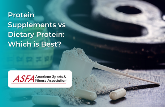 Scoop of protein powder in front of weights.