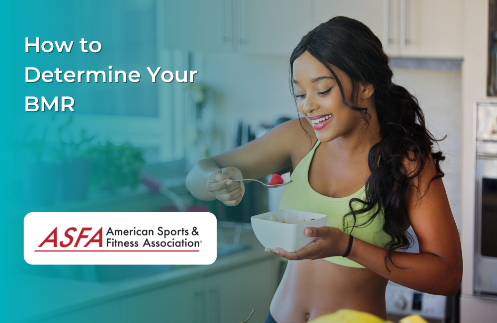 Lady eating a bowl of oatmeal with fruit in a kitchen..