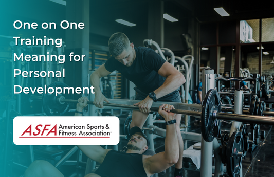 A trainer assists a man lifting a barbell on a bench press in a gym.