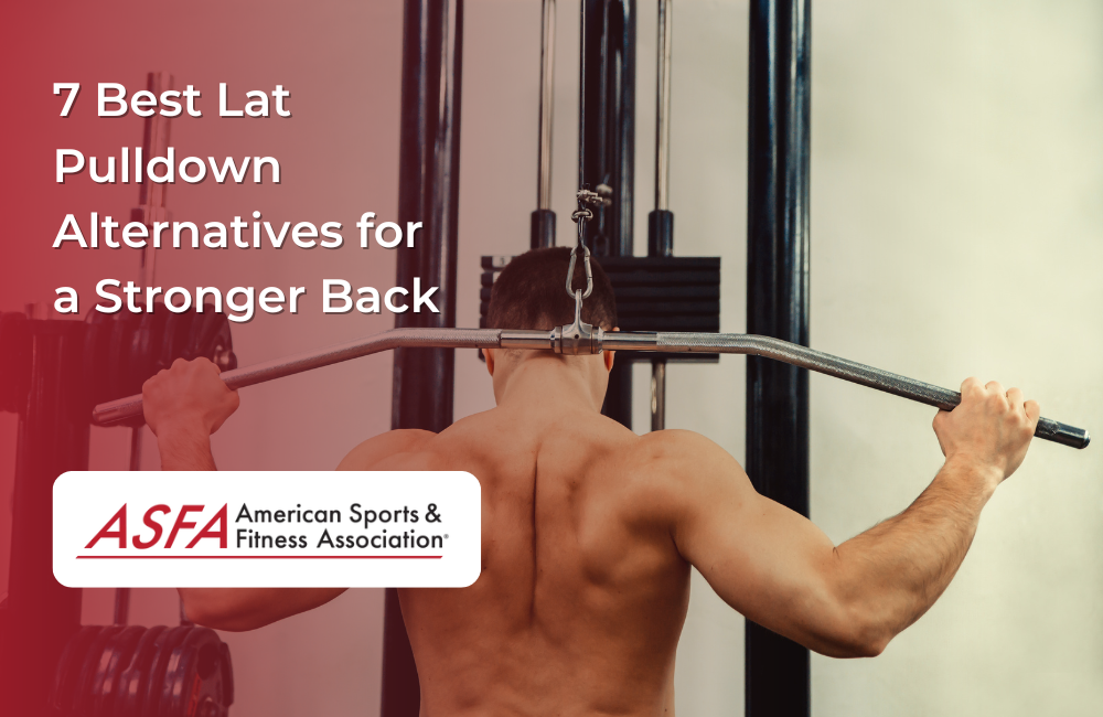 Person doing lat pulldowns on a machine.