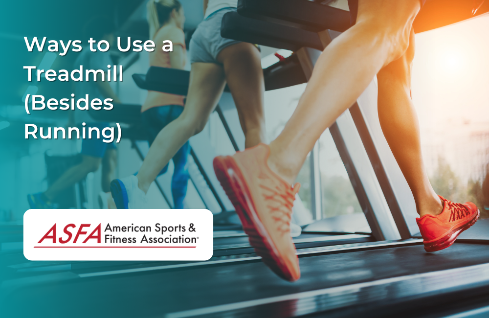 A group of people on treadmills in a gym with the sun in the background.