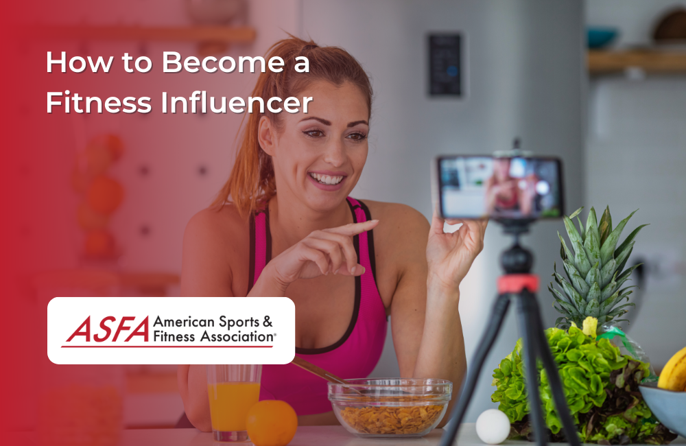 A fitness influencer recording for social media post