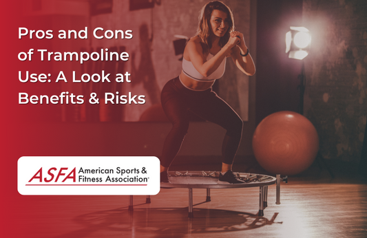 Woman doing a solo workout on a trampoline in an exersise room. 