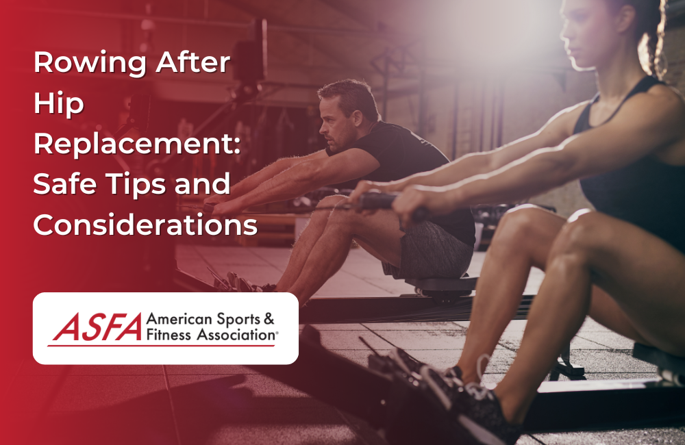 Two people exercising on rowing machines.