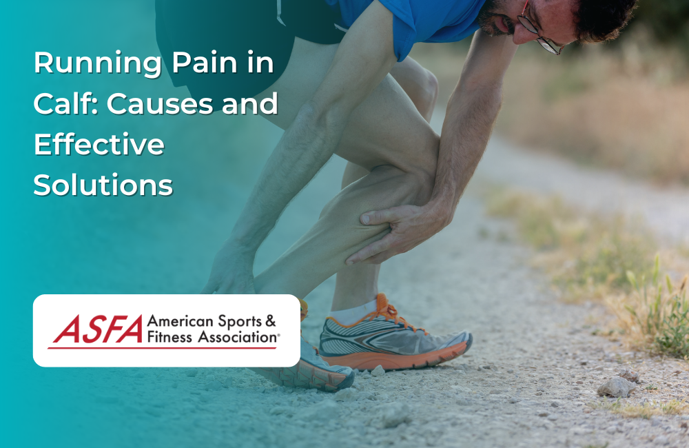 A person on a running trail holding their calf.