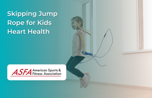 A little girl jumping rope in a well lit room. 