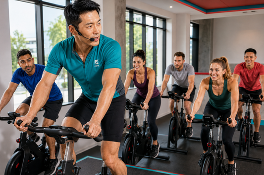 ASFA cycling instructor teaching an interval ride class.