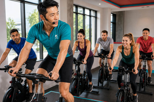 ASFA cycling instructor teaching an interval ride class.