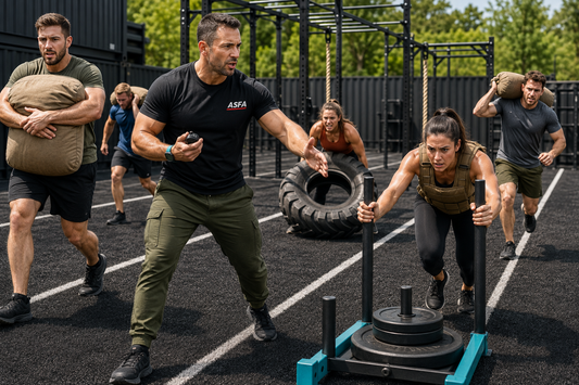 ASFA HIIT instructor is leading a class.
